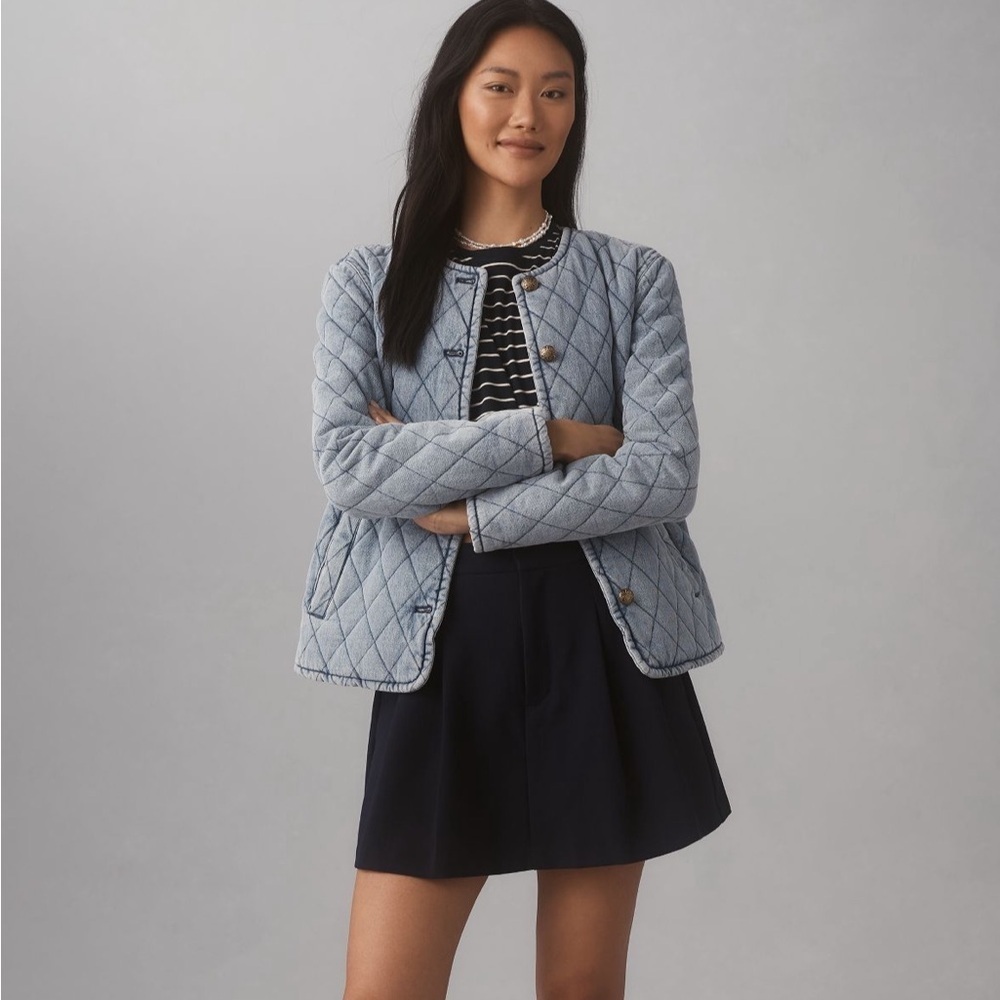 ANTHROPOLOGIE Quilted Blue Jacket